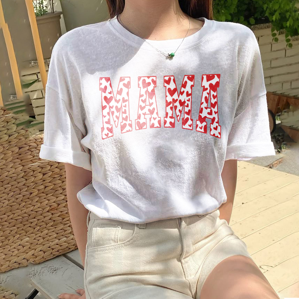 Mama heart text shirts